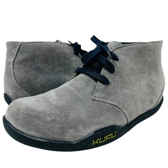 KURU Gray Suede Chukka Boots with Navy Laces - Picture 1 of 10